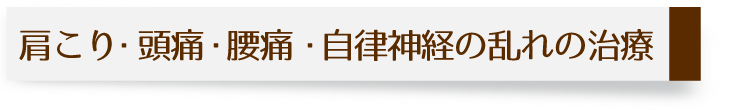 肩こり・頭痛・腰痛・自律神経の乱れの治療